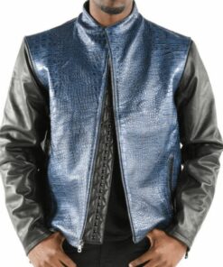 Pelle Pelle China Collar Biker Blue Jacket