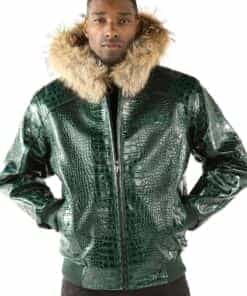 Pelle Pelle Basic Nile Green Two-Tone Cayman leather Jacket