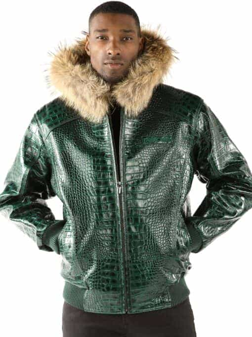 Pelle Pelle Basic Nile Green Two-Tone Cayman leather Jacket