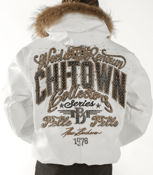 Pelle Pelle Chi-town White Jacket Fur Collar