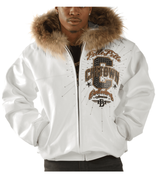 Pelle Pelle Chi-town White Jacket Fur Collar