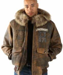 Pelle Pelle Forever Fearless Fur Hood Brown Leather Jacket