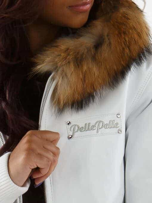 Pelle Pelle Ladies Basic Fur Hood White Leather Jacket