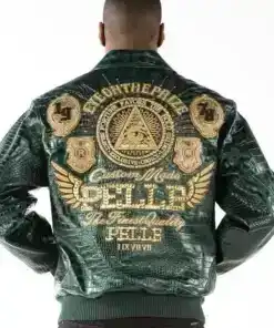 Pelle Pelle Mens Eye On The Prize Green Leather Jacket