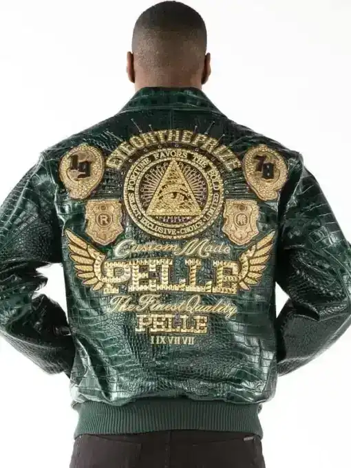 Pelle Pelle Mens Eye On The Prize Green Leather Jacket