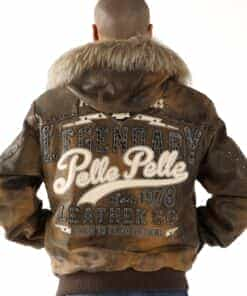 Pelle Pelle Men's Forever Fearless Fur Hood Brown Jacket