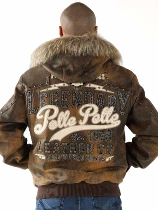 Pelle Pelle Men's Forever Fearless Fur Hood Brown Jacket