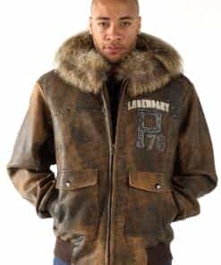 Pelle Pelle Men's Forever Fearless Fur Hood Leather Jacket