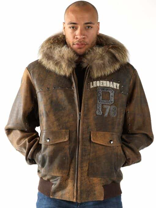 Pelle Pelle Men's Forever Fearless Fur Hood Leather Jacket