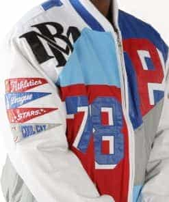 Pelle Pelle Men’s White And Blue Slam Dunk Jacket