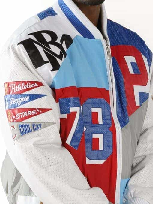 Pelle Pelle Men’s White And Blue Slam Dunk Jacket