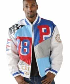 Pelle Pelle White And Blue Slam Dunk Jacket