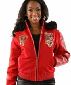 Pelle Pelle Womens Vintage Varsity Red Wool & Leather Jacket