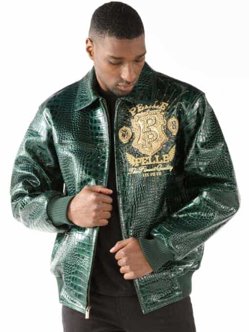 pelle pelle eye on the prize green leather jacket