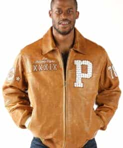 pelle pelle’s new letterman black iguana brown jacket