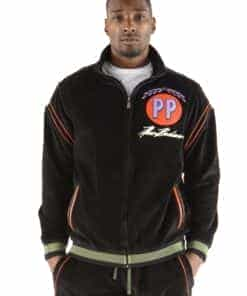 Pelle Pelle Throwback Series Velour Warm up Black Tracksuit