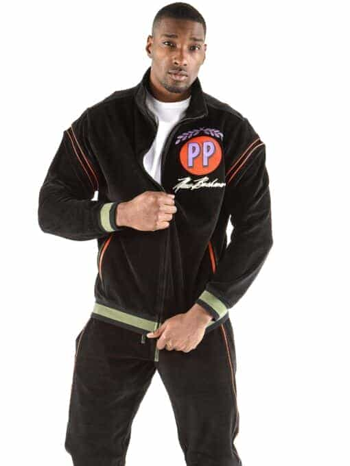 Pelle Pelle Throwback Series Velour Warmup Black Track suit