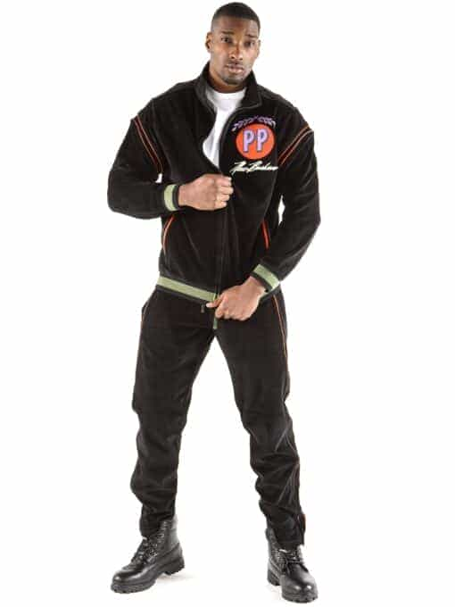 Pelle Pelle Throwback Series Velour Warmup Black Tracksuit