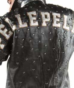 Pelle Pelle's Black Plush Letterman jacket