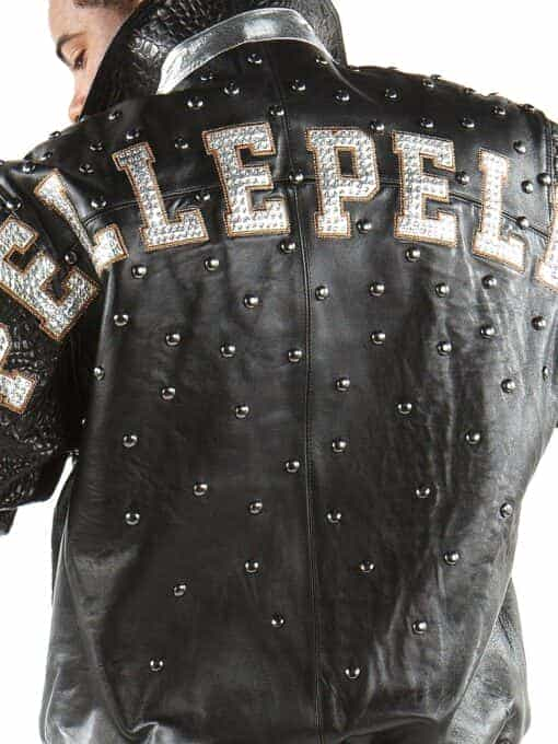 Pelle Pelle's Black Plush Letterman jacket