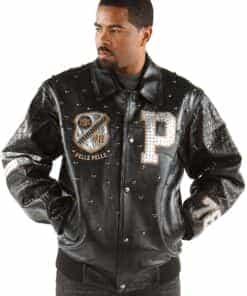 Pelle Pelle's Black Plush with Black Gator sleeves jacket