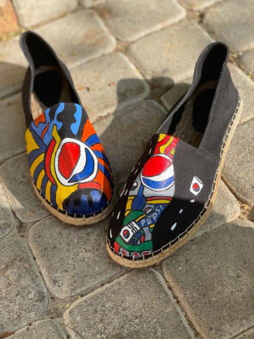 handpainted pepsi doodle black sneakers