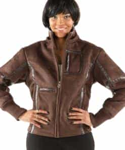 ladies pelle pelle winged brown jacket