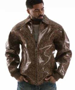 pelle pelle brown python jacket