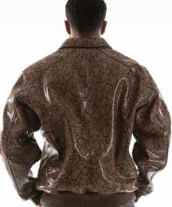 pelle pelle brown python leather jacket