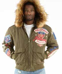 pelle pelle mens american bruiser green bomber jacket