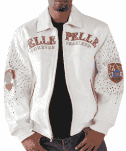 pelle pelle never say die white leather jacket