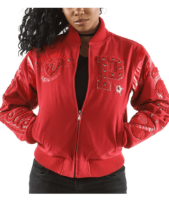 Pelle Pelle New Ladies Varsity Red Jacket In Eclipse