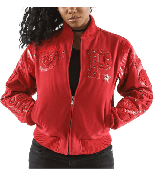 Pelle Pelle New Ladies Varsity Red Jacket In Eclipse