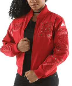 Pelle Pelle New Ladies Varsity Red Jacket In Eclipse