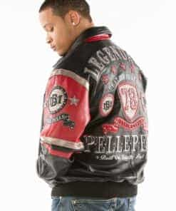 encrusted varsity leather jacket