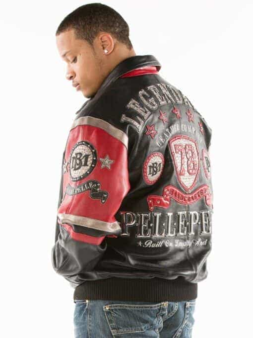 encrusted varsity leather jacket