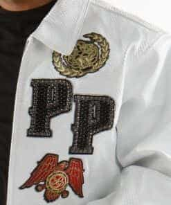 pelle pelle decorated white cobra plush jacket