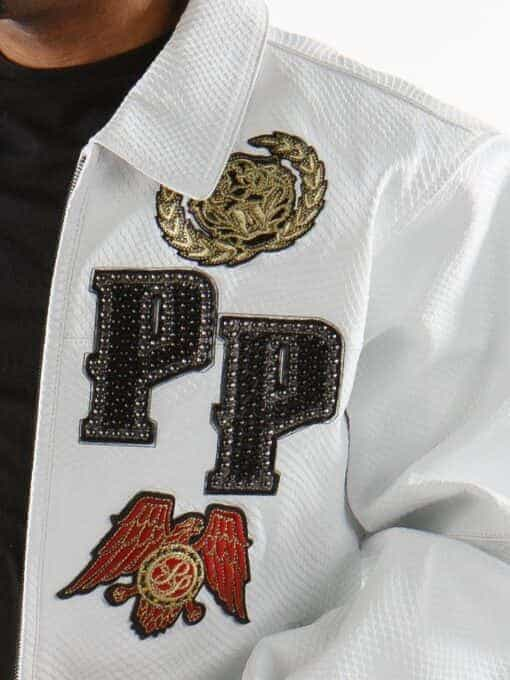 pelle pelle decorated white cobra plush jacket