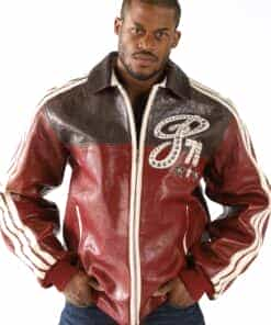 pelle pelle king of kings maroon and brown leather jacket