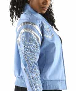 pelle pelle ladies varsity sky blue jacket