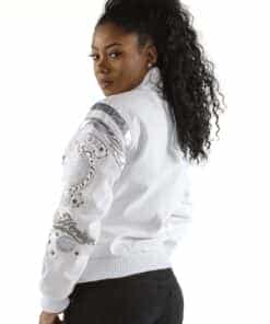 pelle pelle ladies varsity white jacket in eclipse