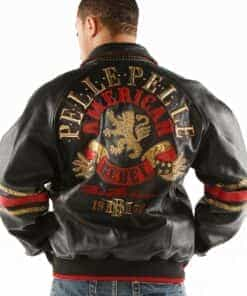 pelle pelle men's american rebel black leather jacket