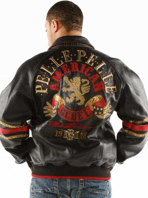 pelle pelle men's american rebel black leather jacket