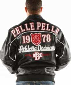 pelle pelle men's athletic division black leather jacket