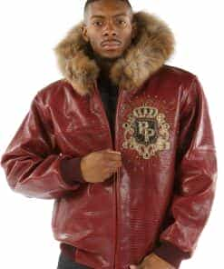 pelle pelle men's crest maroon jacket