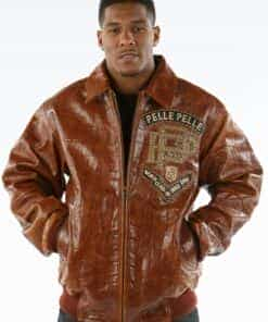 pelle pelle men's elite series brown leather jacket