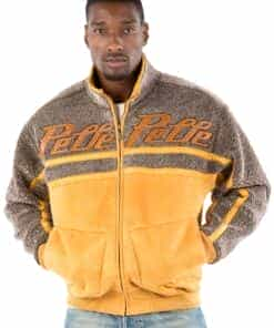 pelle pelle men's reverse fur yellow coat