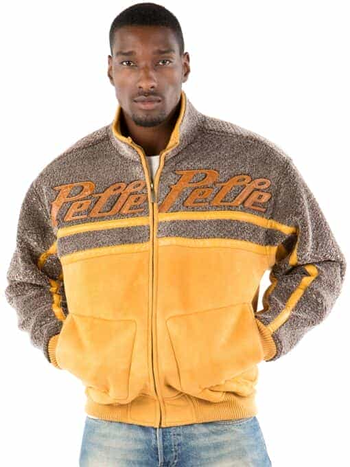 pelle pelle men's reverse fur yellow coat