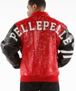 pelle pelle studded letterman red jacket