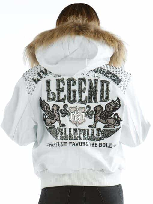 ladies pelle pelle live like a queen die like a legend white leather jacket